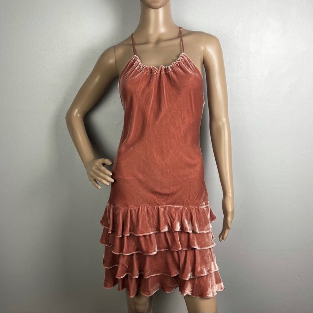 NEW MARISSA WEBB TIERED VELVET MINI DRESS - Picture 2 of 8